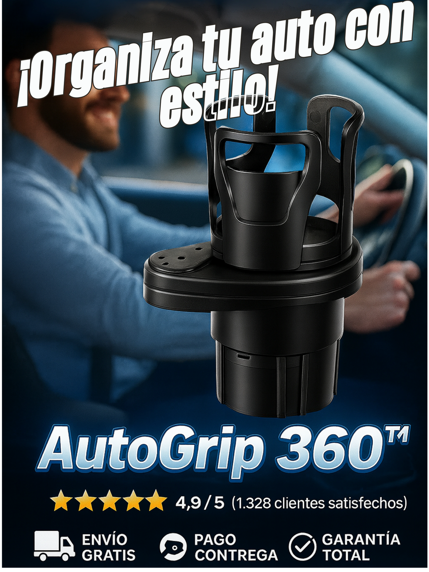 Autogrip 360| Portavasos Premium para Auto