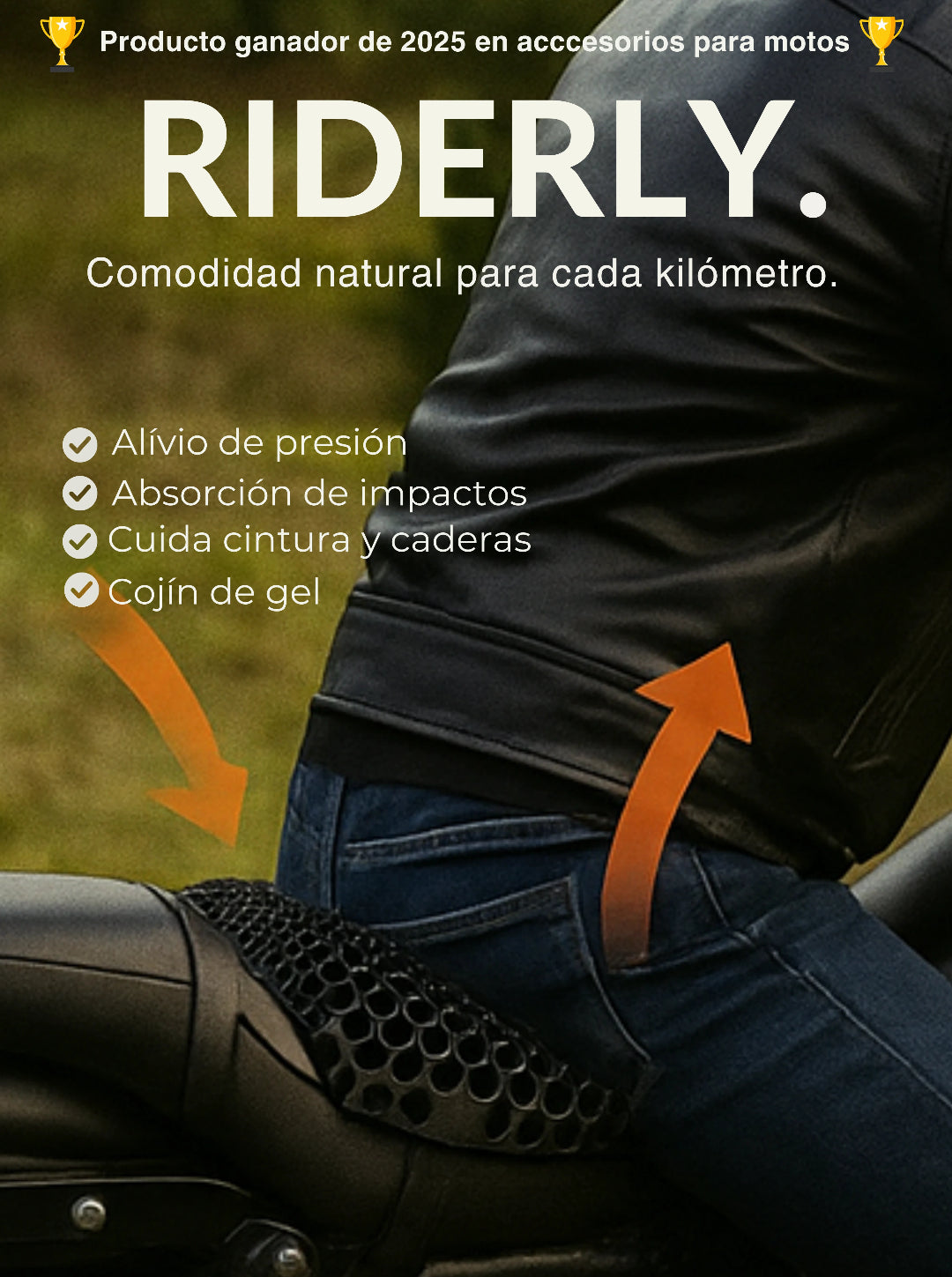 Cojin ergonomico de Silicona para Motos | Riderly