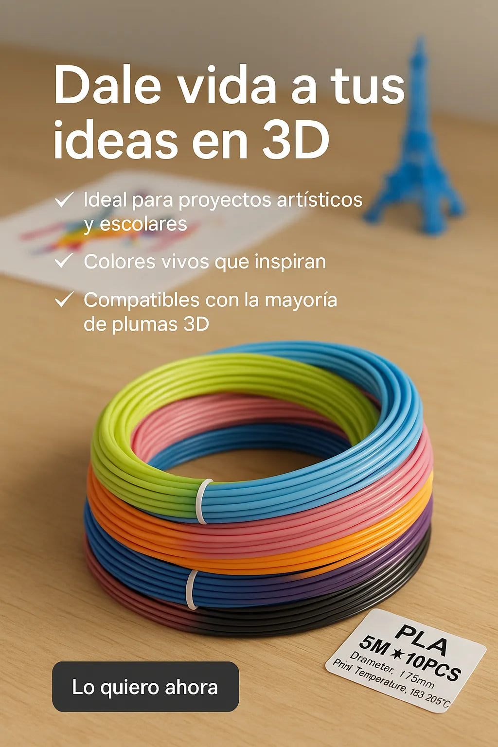 paquete de 10 Filamentos para lápiz 3d