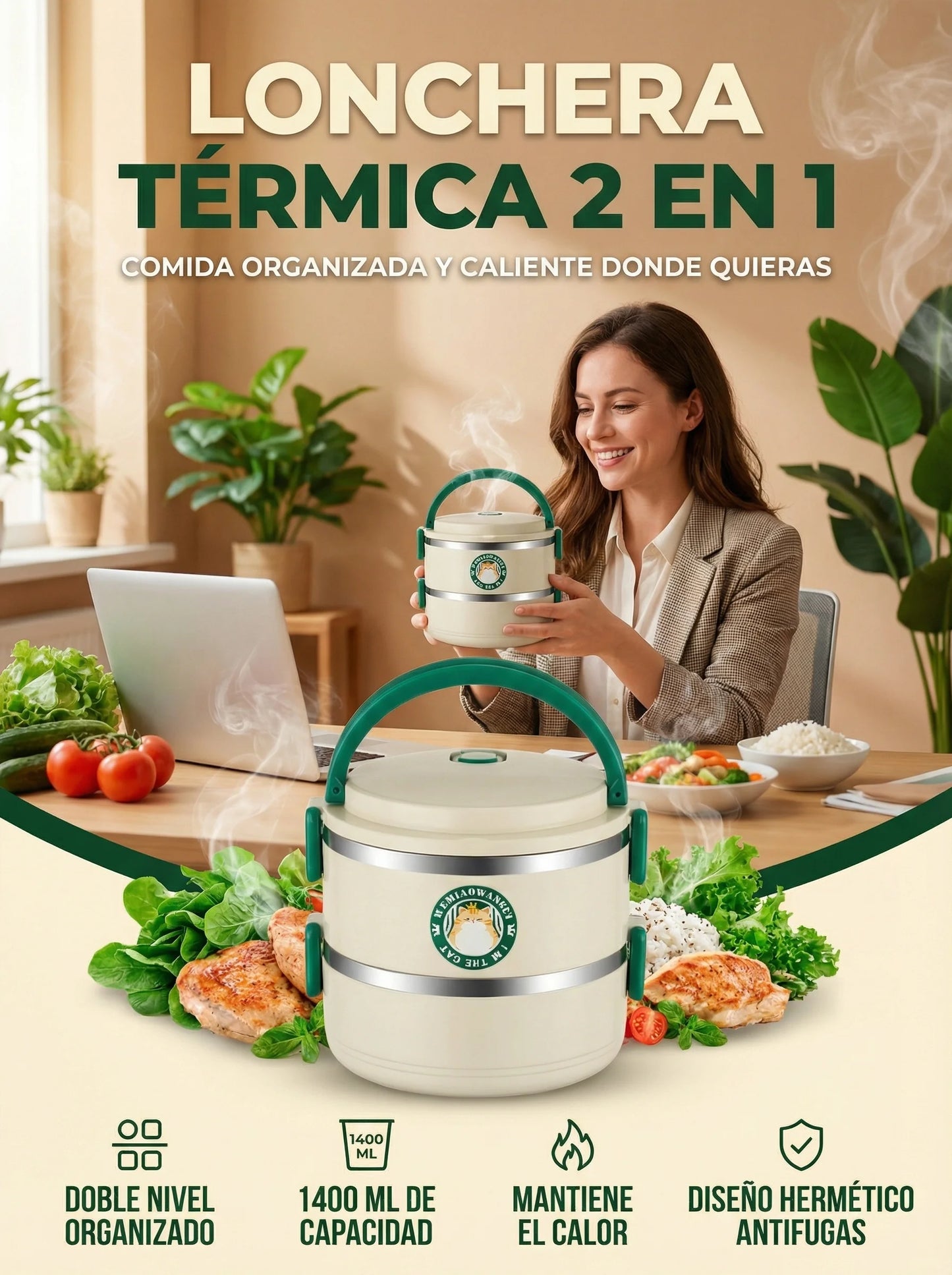 Lonchera porta comida 2 en 1